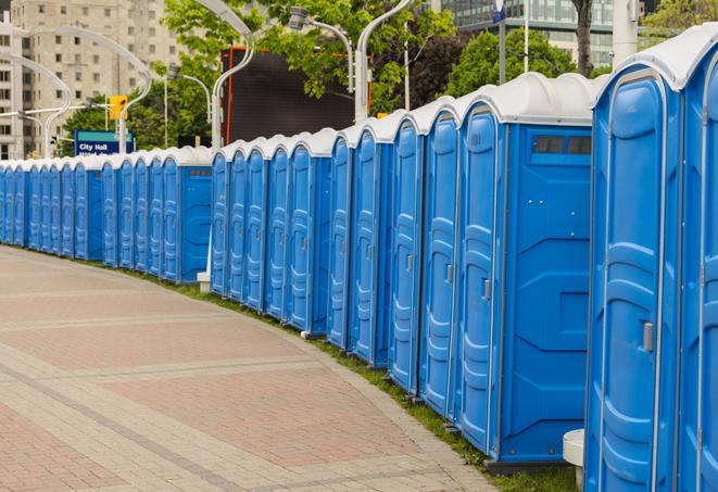 Seasonal porta potty units set up at a Alma, Michigan venue